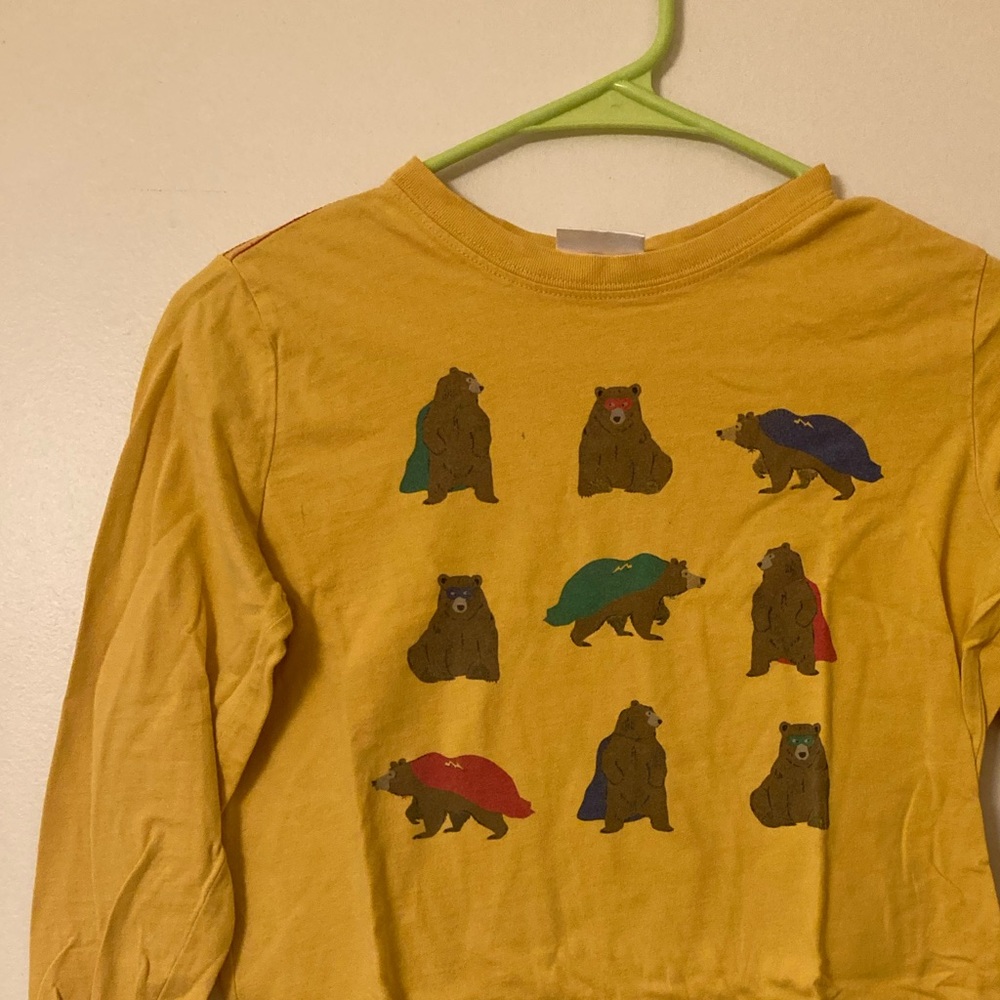 Boys Yellow Long Sleeve Superhero Bear Shirt